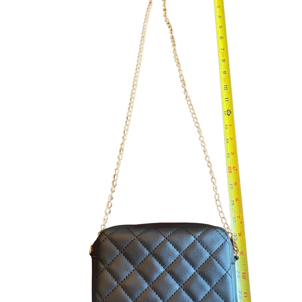 Black Quilted Gold Chain Crossbody Purse - Picture 4 of 4